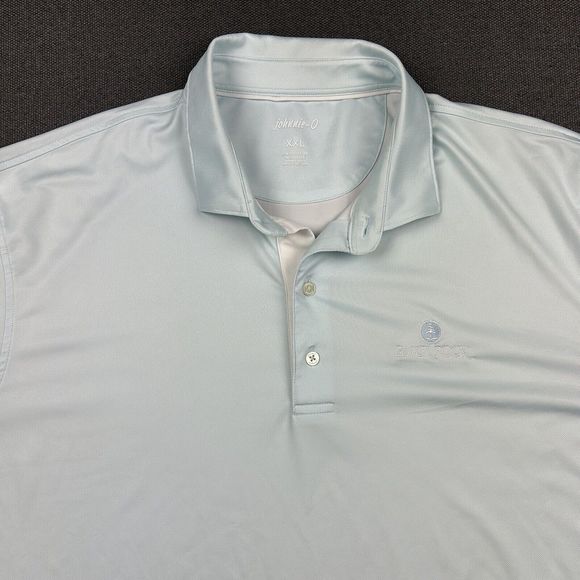Johnnie-O‎ Polo Shirt Mens XXL Light Blue Short Sleeve Collar Logo Stretch Golf - Picture 2 of 8